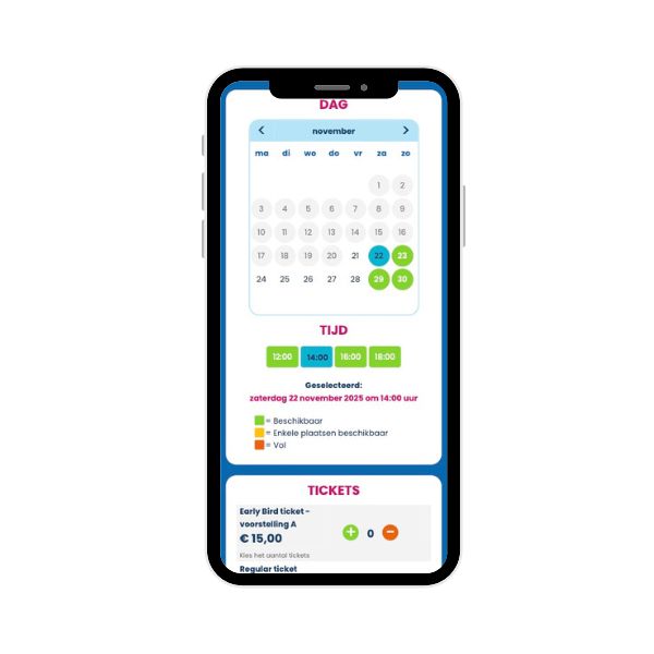 Tickets verkopen voor Event met tijdsloten